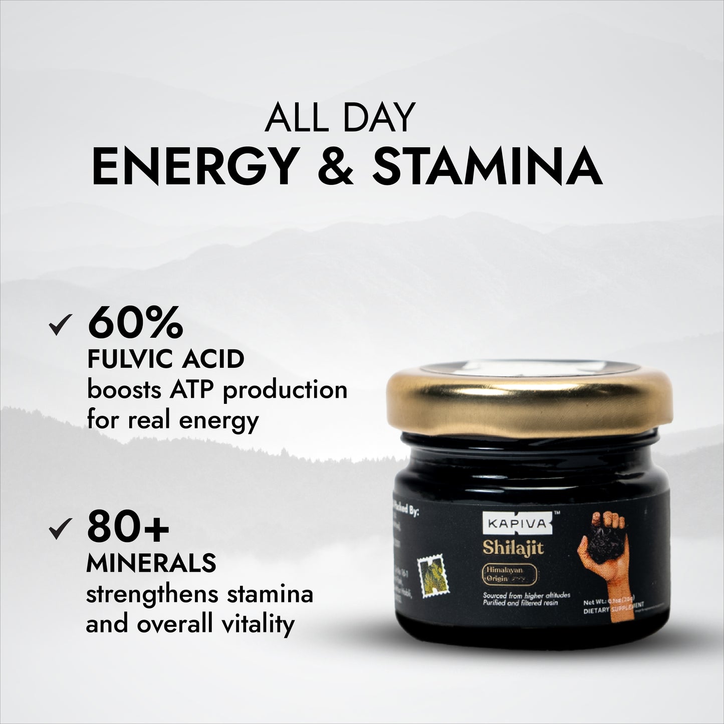 100% Pure Himalayan Kapiva Shilajit Resin