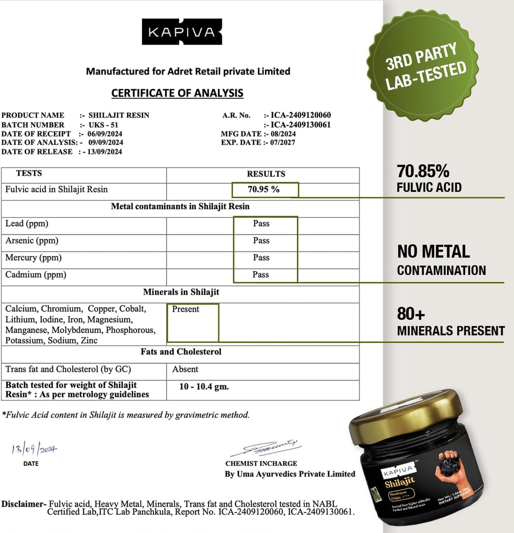 100% Pure Himalayan Kapiva Shilajit Resin - 20gm