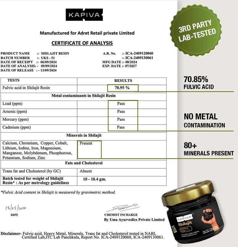 100% Pure Himalayan Kapiva Shilajit Resin - 20gm